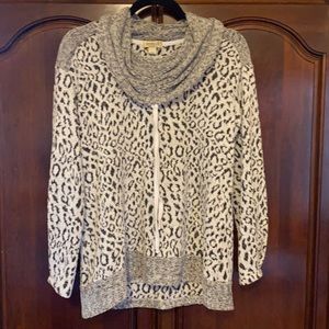 One World leopard print cowl neck pullover